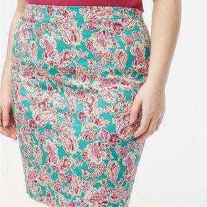 NWT J. CREW Printed Floral Print Skirt Pink Green Women's Size 10 Cotton Zip Up